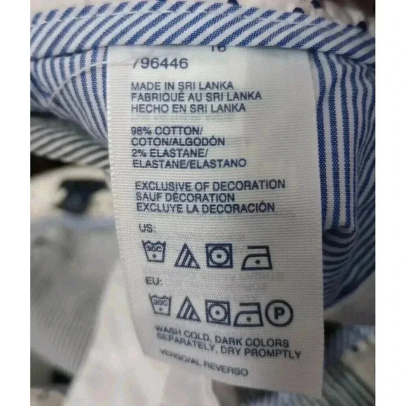 Tommy Hilfiger Seersucker Shorts Blue White Stripes Pockets Women Size‎ 16 - Picture 6 of 6